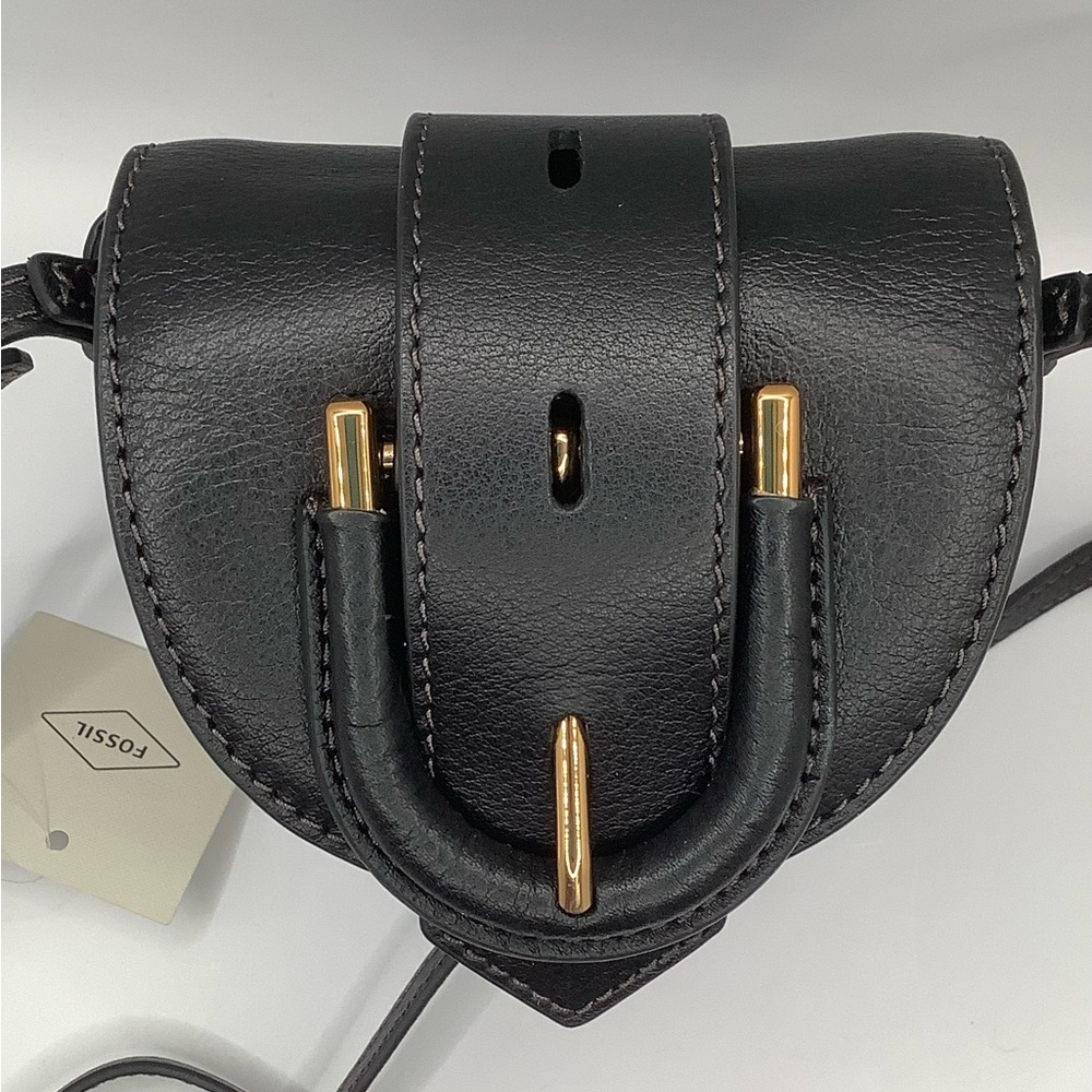 ๐NWT๐Fossil Harwell Mini Flap Crossbody Black Leather Purse - Picture 5 of 16